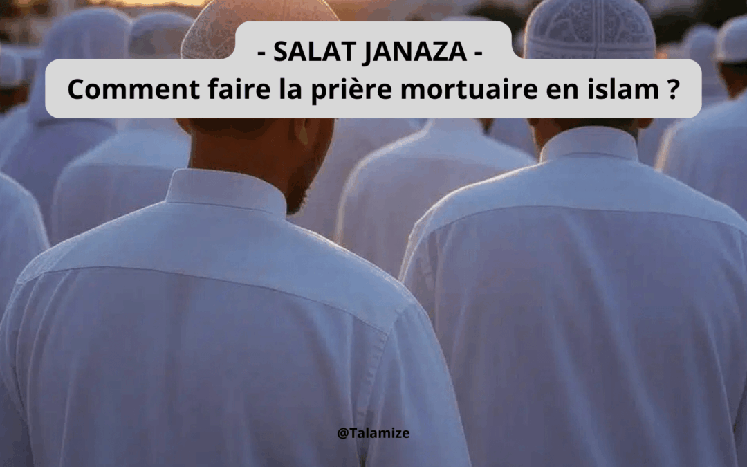 Musulmans accomplissant la prière funéraire (Salat Janaza) en groupe, un moment de recueillement et de miséricorde selon la Sounnah.