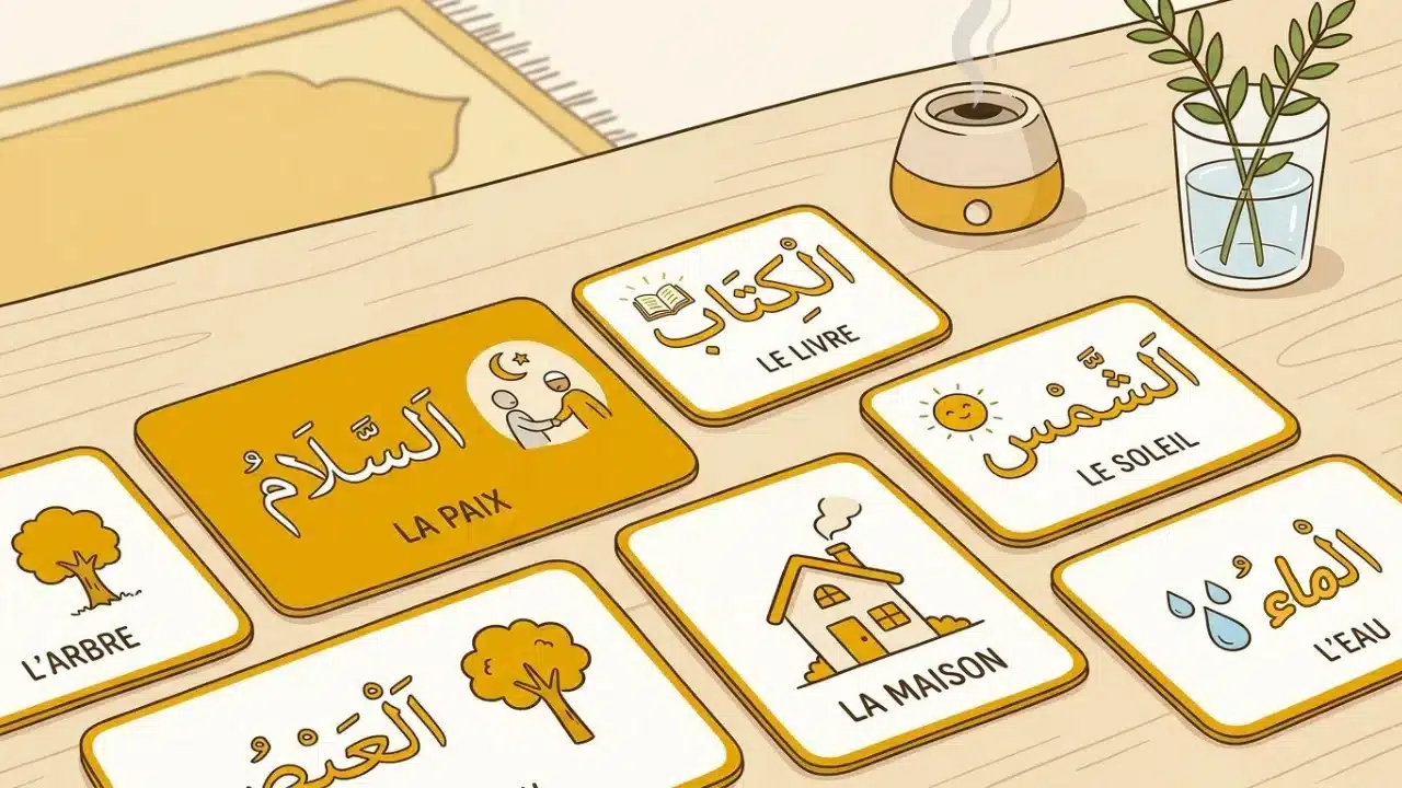 Cartes mémo pour mémoriser le vocabulaire arabe