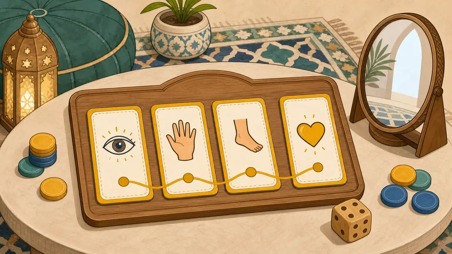 Jeu de mémorisation illustré pour apprendre les parties du corps en arabe