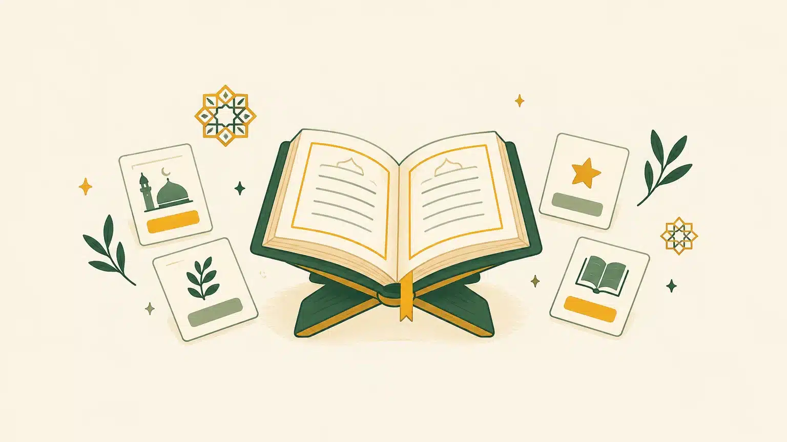 Livre illustré et fiches de vocabulaire du Coran