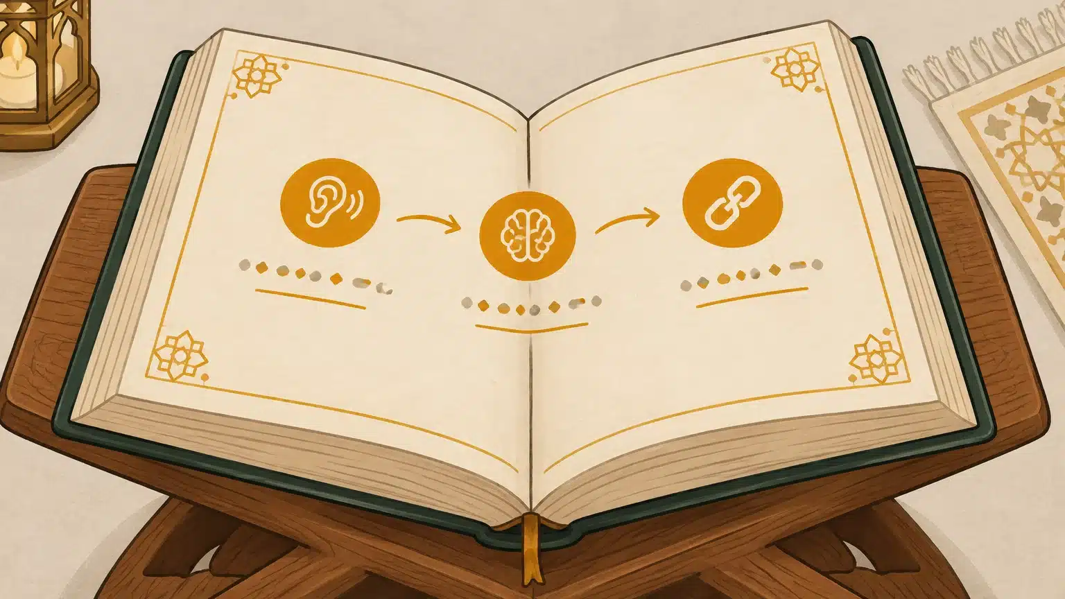 Illustration d’un passage coranique découpé en petites portions à mémoriser